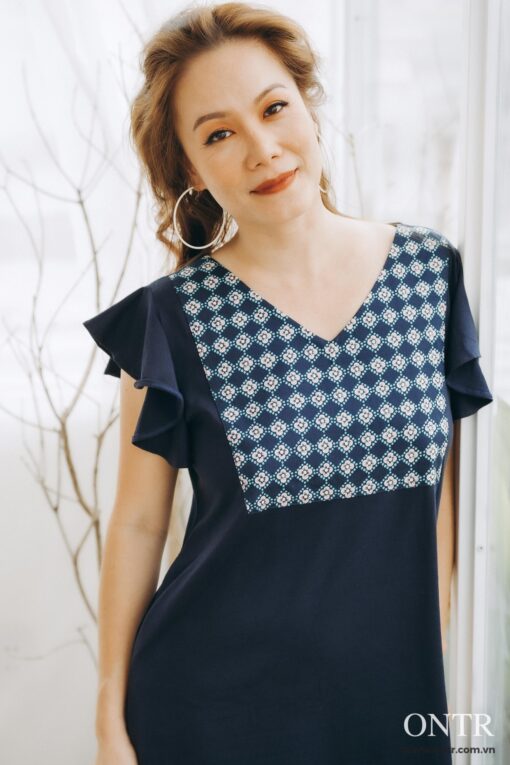 Đầm cánh tiên xanh navy