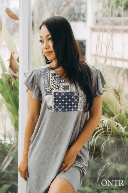 Đầm cánh tiên xám