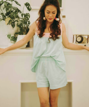 Bộ mullet xanh phối hồng