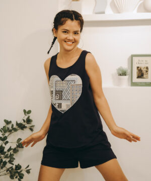 Bộ ba lỗ xanh navy trái tim