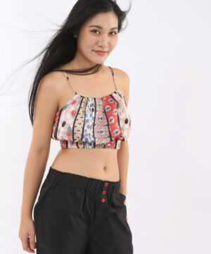 Bộ hai dây crop top họa tiết Nhật Free Size